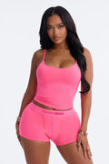 FN Mood Cotton PJ Boxer Short Set - Hot Pink