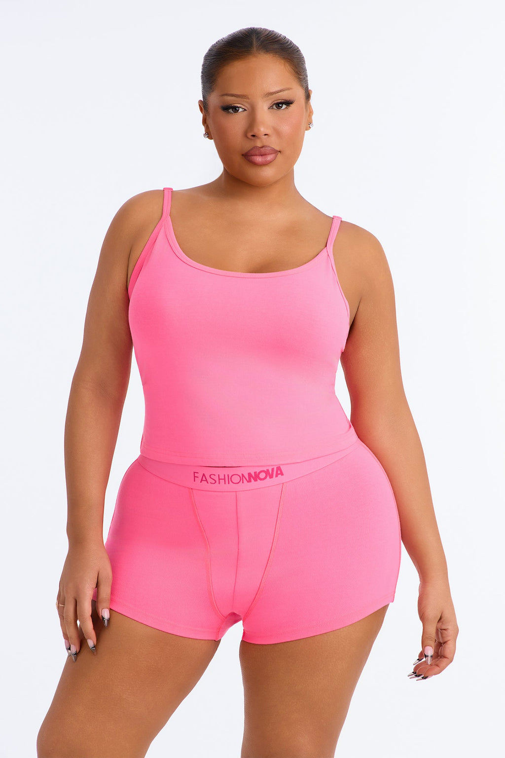 FN Mood Cotton PJ Boxer Short Set - Hot Pink