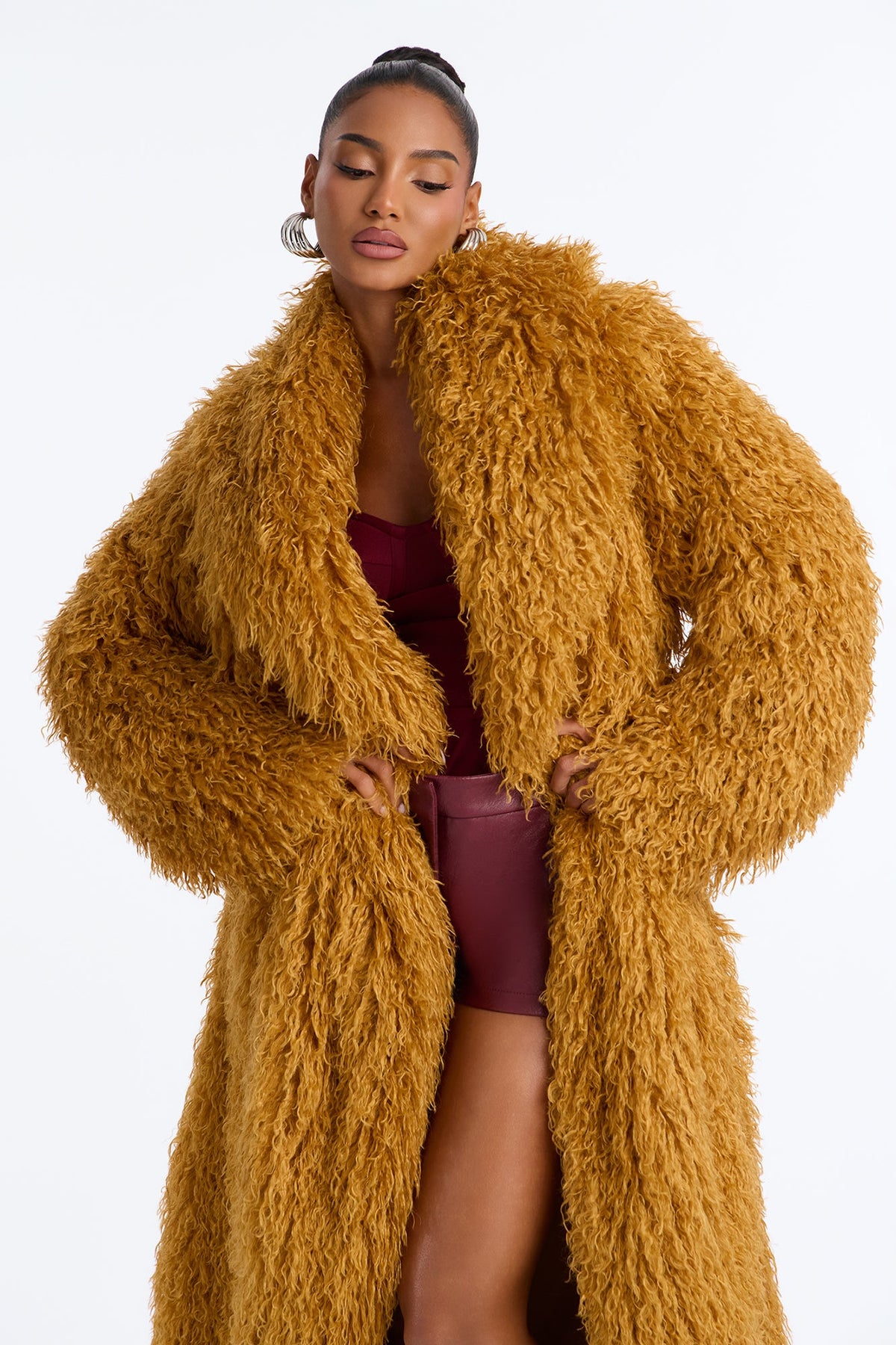 Feelin' Extra Faux Fur Coat - Honey