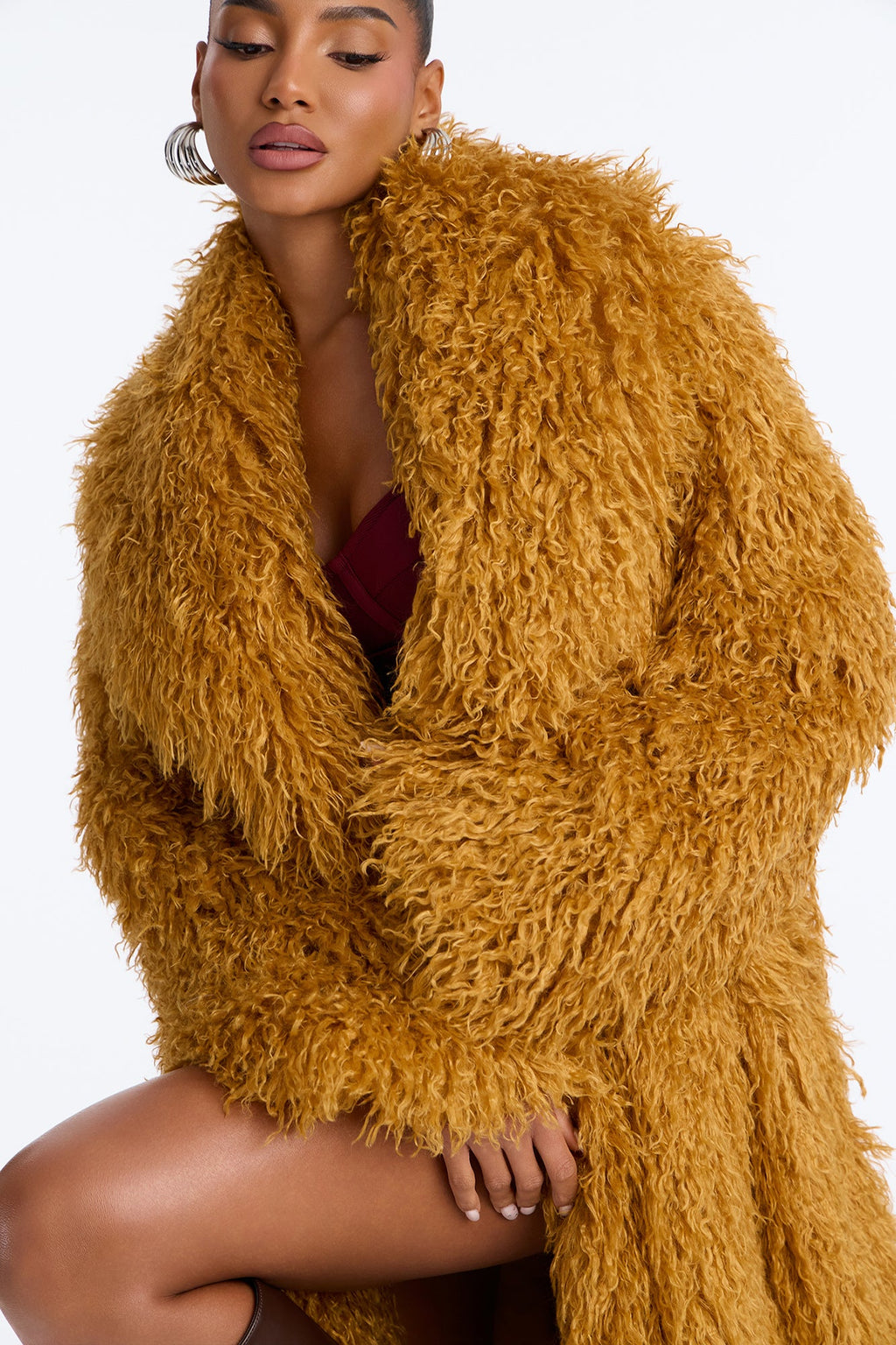 Feelin' Extra Faux Fur Coat - Honey
