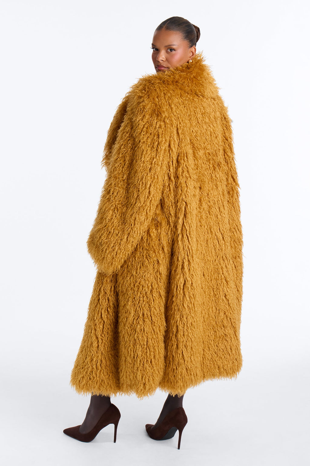 Feelin' Extra Faux Fur Coat - Honey