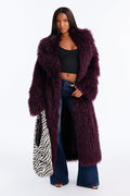 Feelin' Extra Faux Fur Coat - Plum