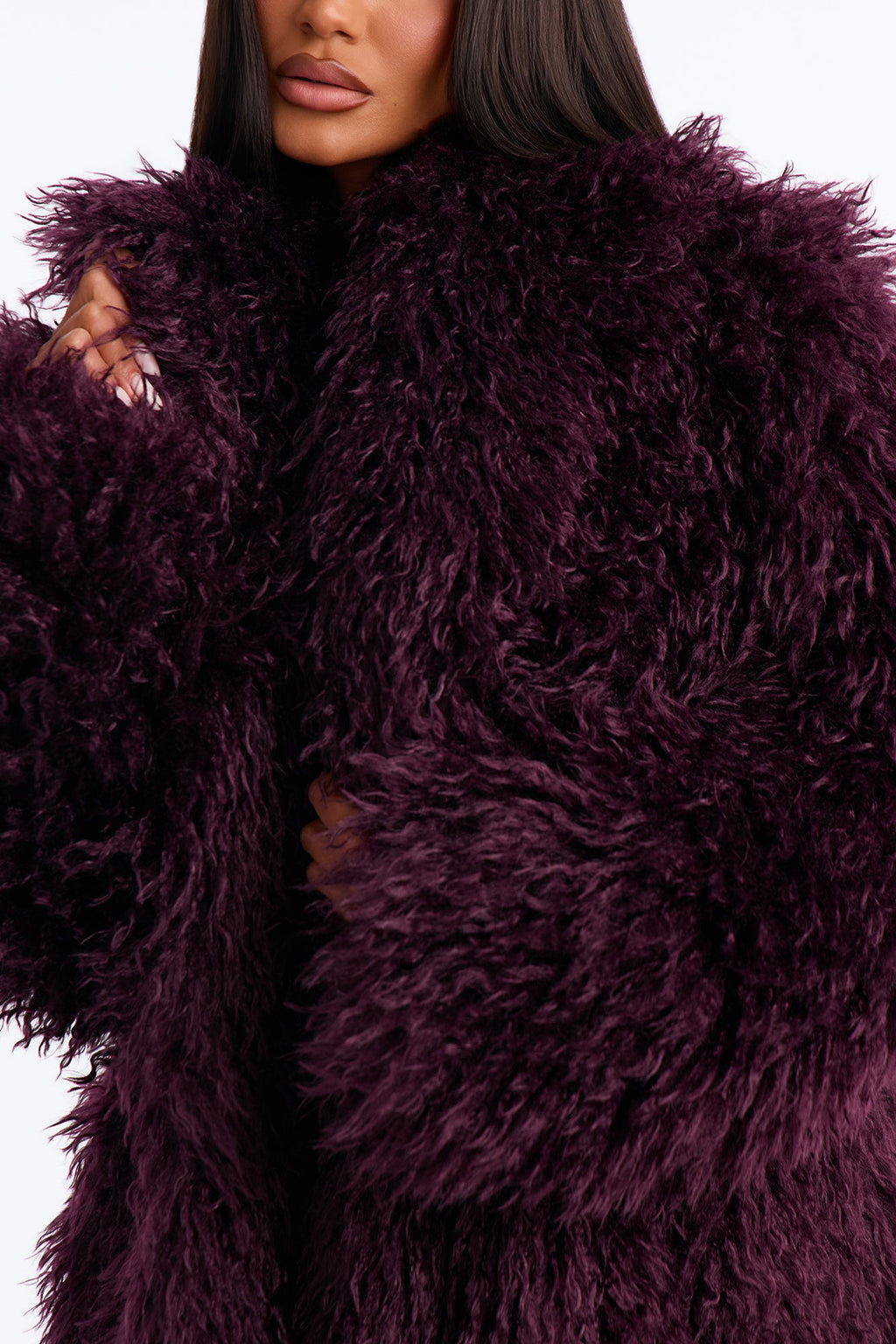 Feelin' Extra Faux Fur Coat - Plum