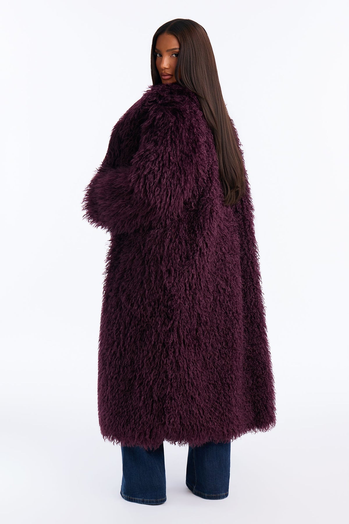 Feelin' Extra Faux Fur Coat - Plum