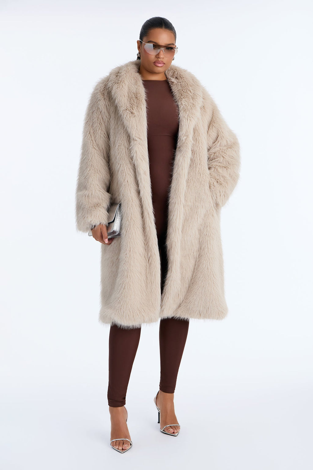 Dreamin' Big Faux Fur Coat - Stone
