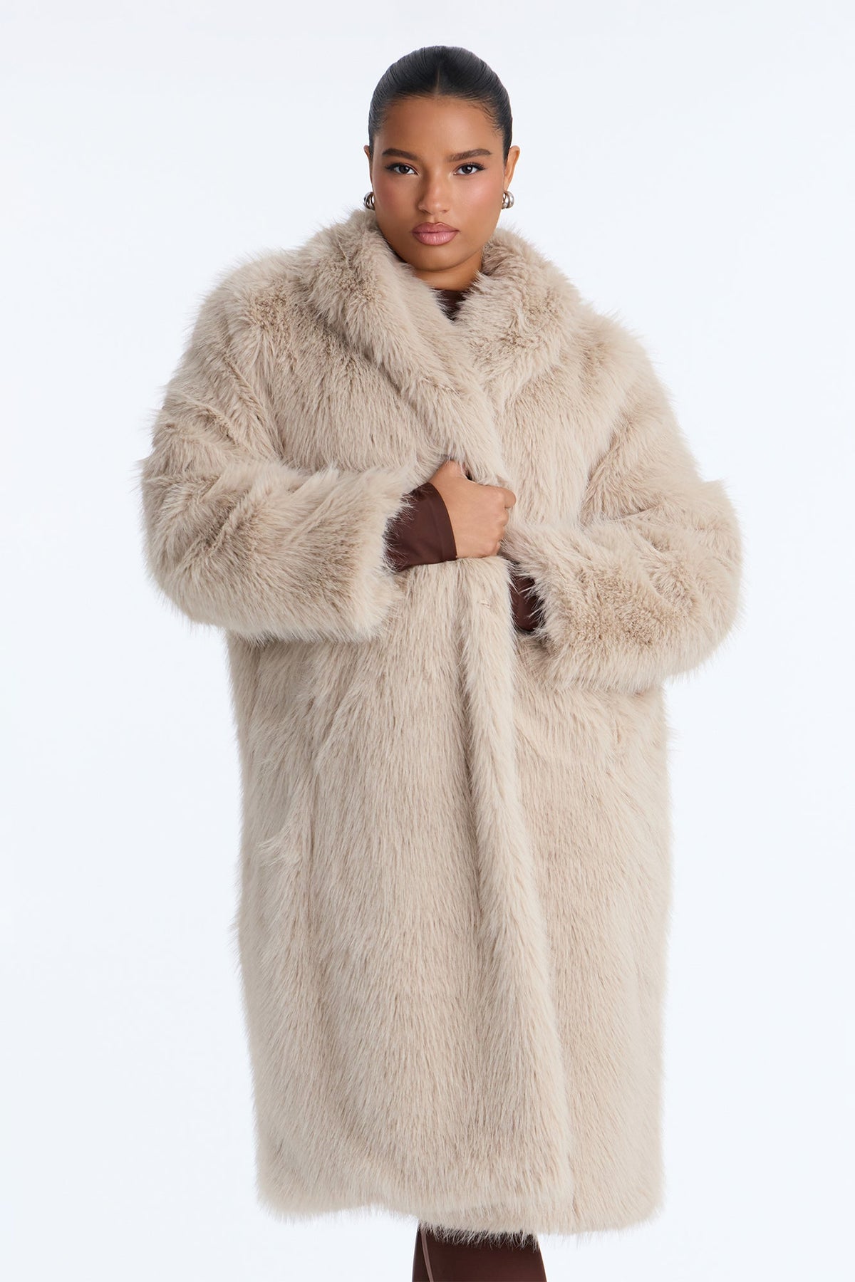 Dreamin' Big Faux Fur Coat - Stone