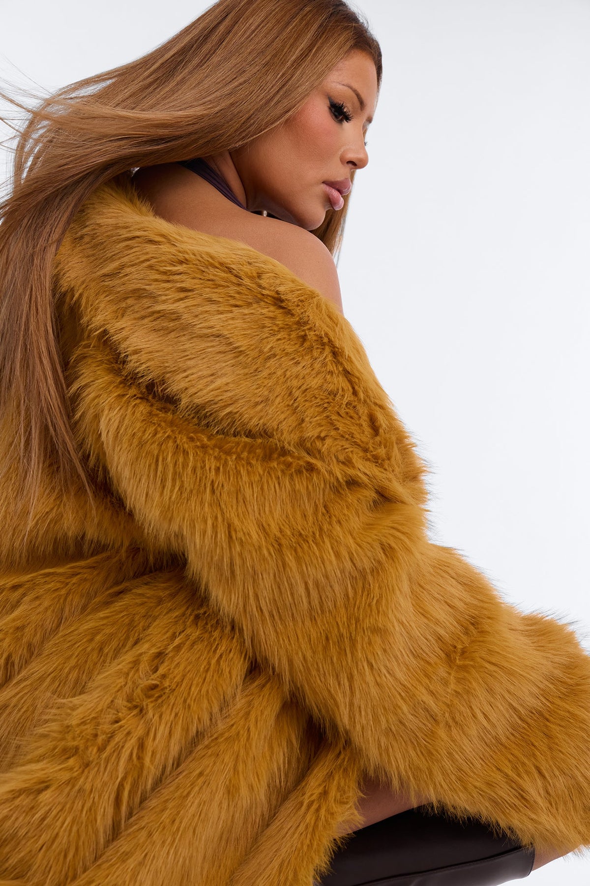 Jobelle Faux Fur Coat - Honey