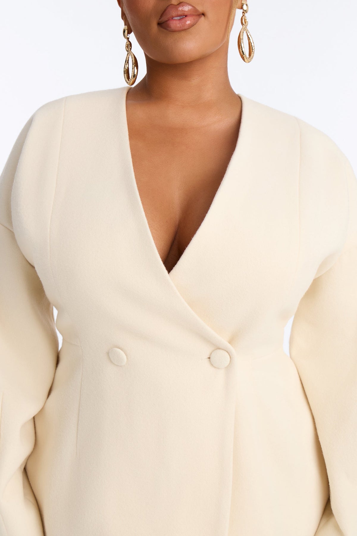 Adele Wool Blazer Maxi Skirt Set - Cream