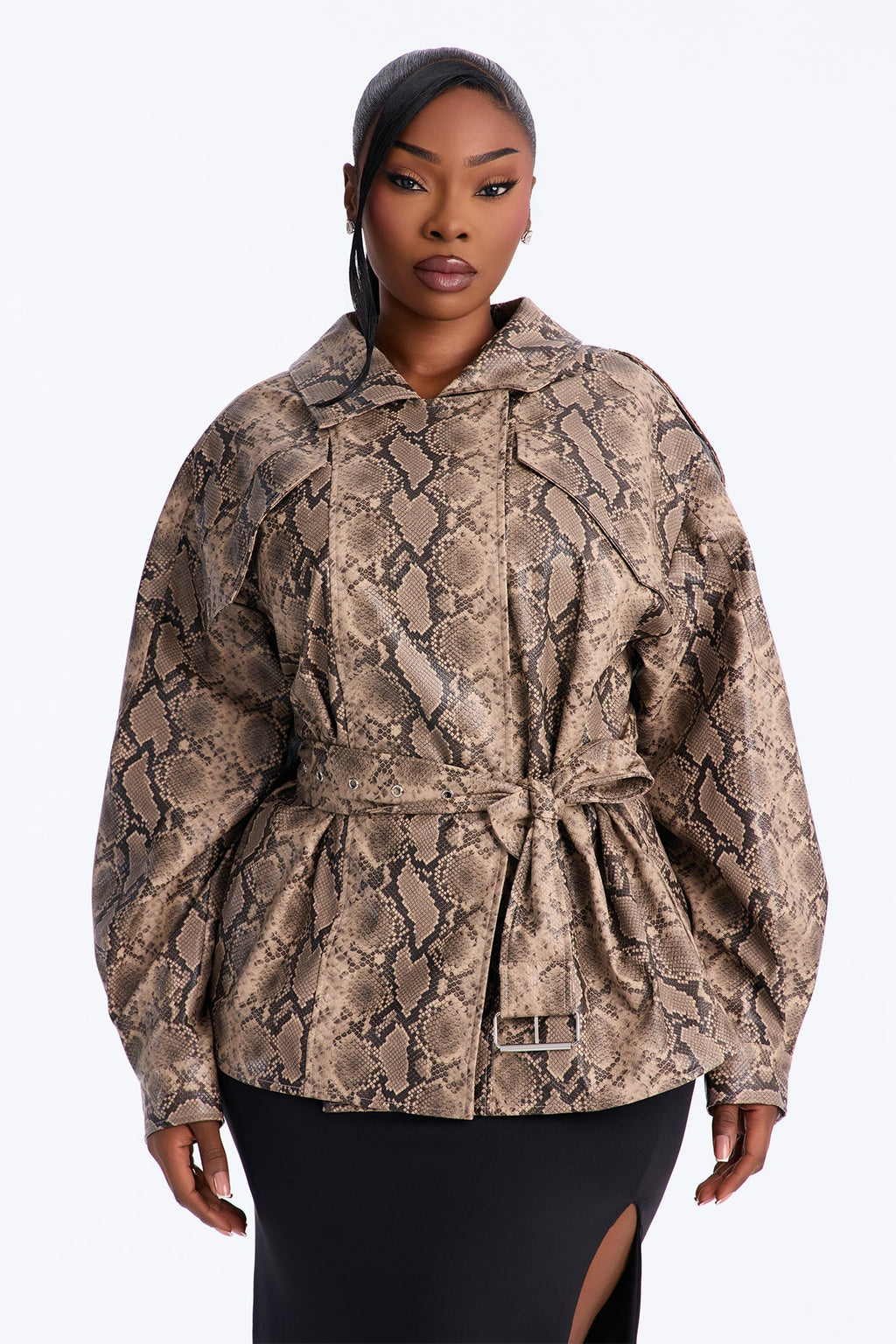 Fia Faux Leather Animal Print Moto Jacket - Taupe/combo