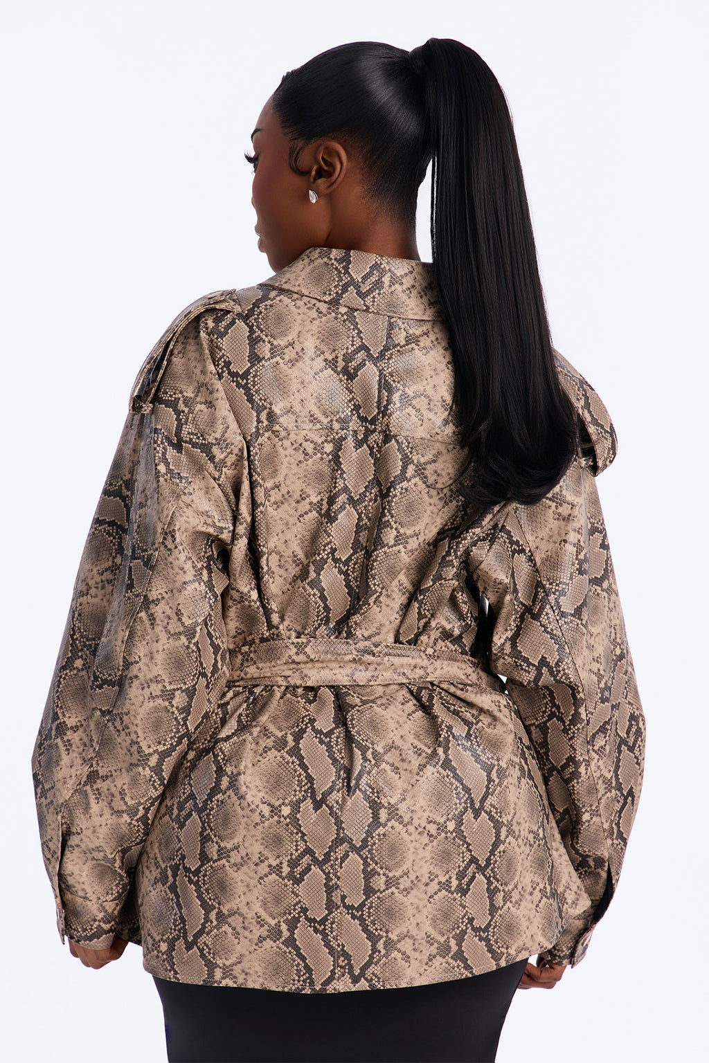 Fia Faux Leather Animal Print Moto Jacket - Taupe/combo