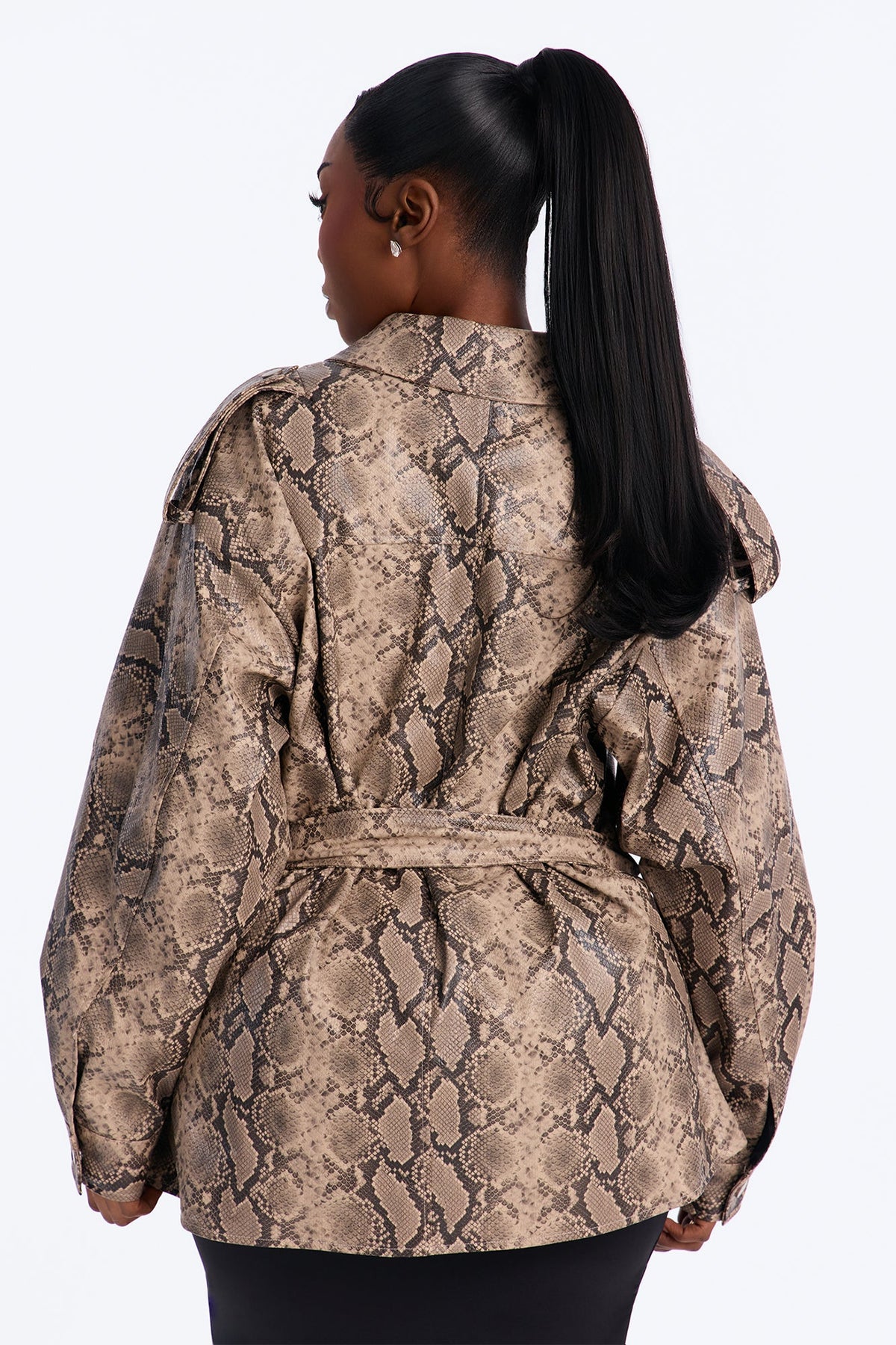 Fia Faux Leather Animal Print Moto Jacket - Taupe/combo