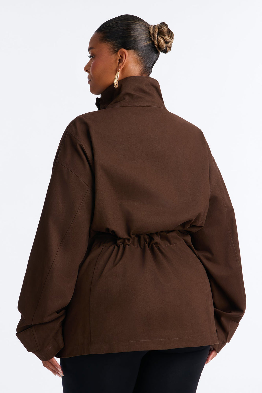 Keeping It Classy Belted Funnel Neck Anorak Jacket - Chocolate