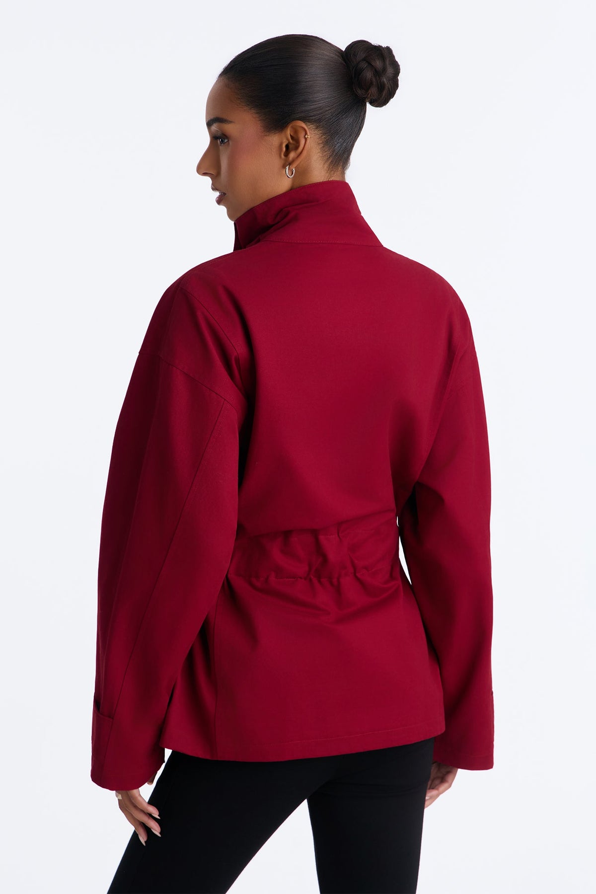 Keeping It Classy Belted Funnel Neck Anorak Jacket - Red