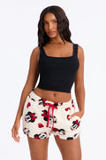 I Heart Minnie Plush PJ Shorts - Off White/combo