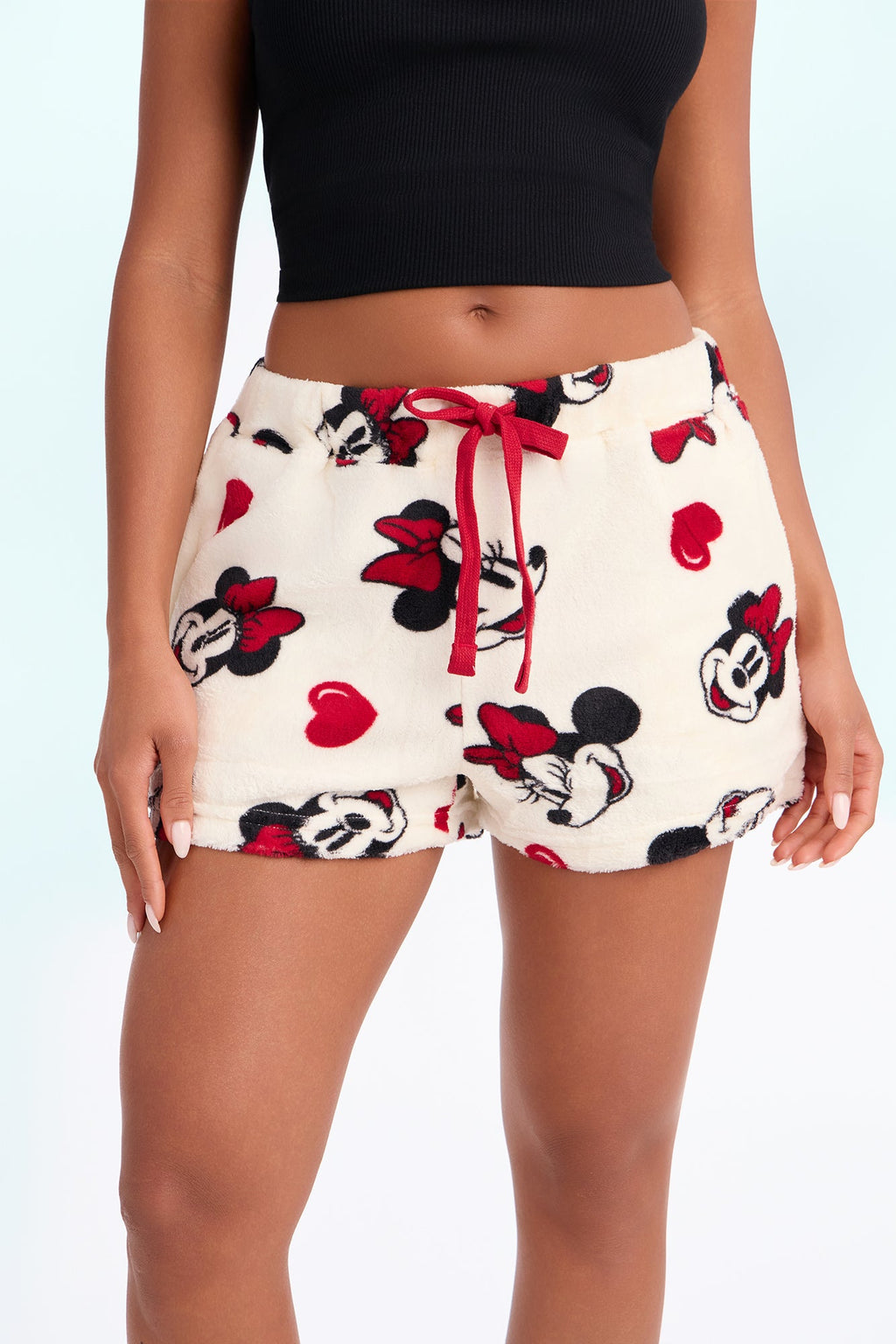I Heart Minnie Plush PJ Shorts - Off White/combo
