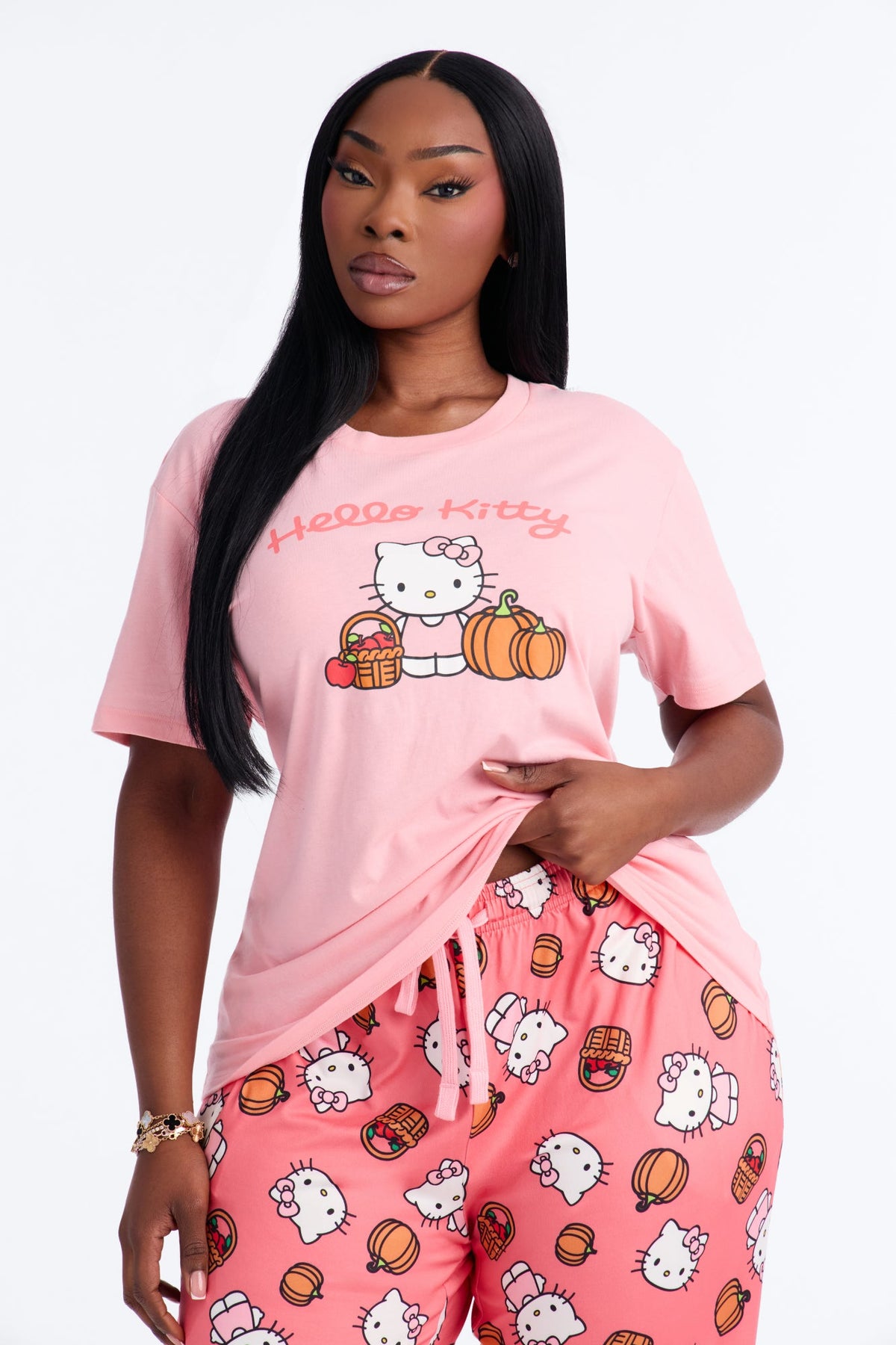 Hello Kitty Autumn Harvest PJ Pant Set - Pink/combo