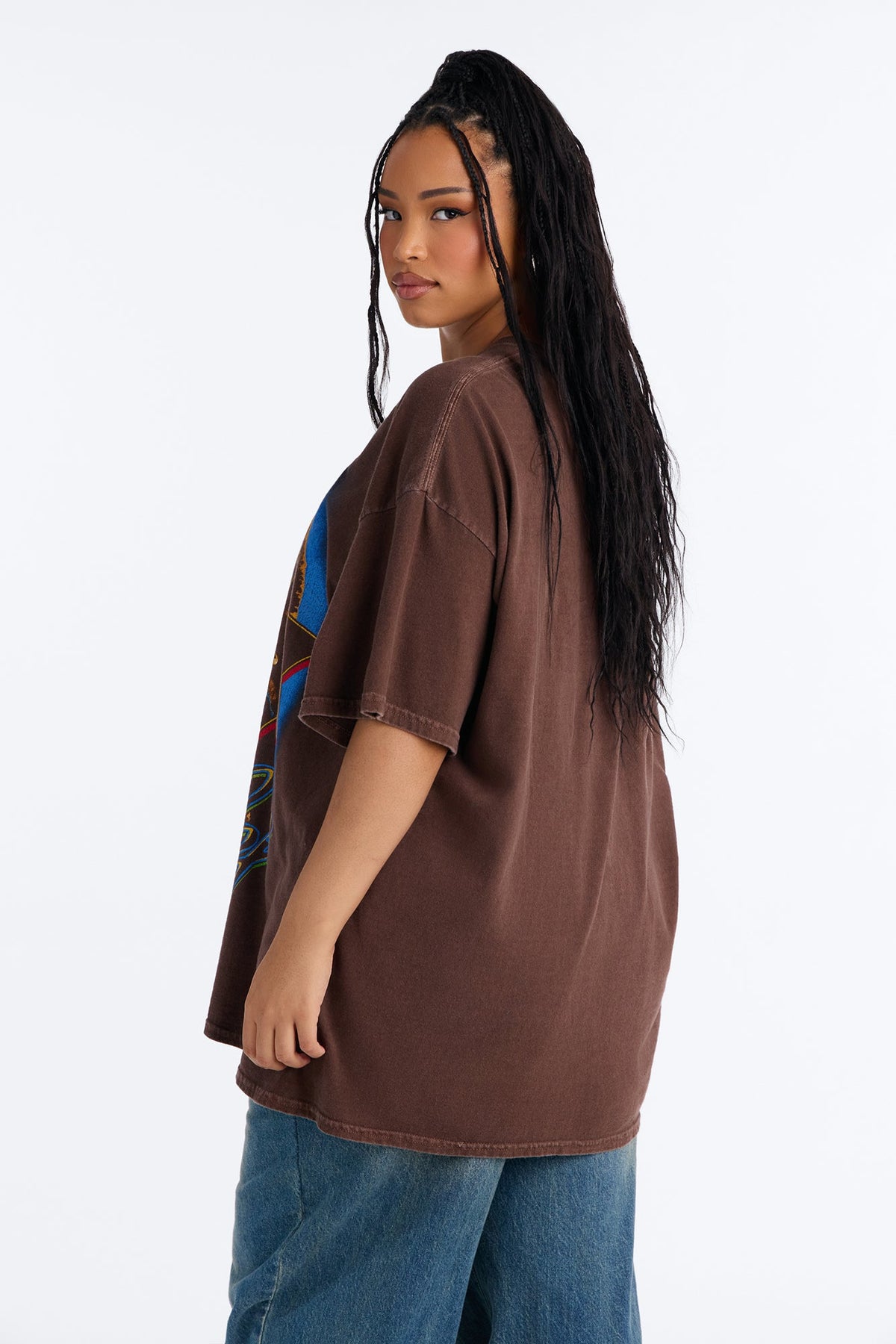 Bob Marley Aura Washed Oversized Tee - Brown