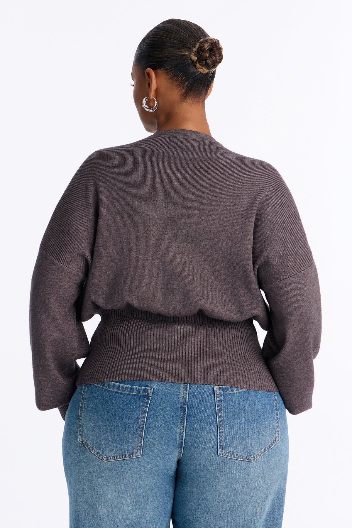 Charlotte Long Sleeve Split Cardigan - Charcoal