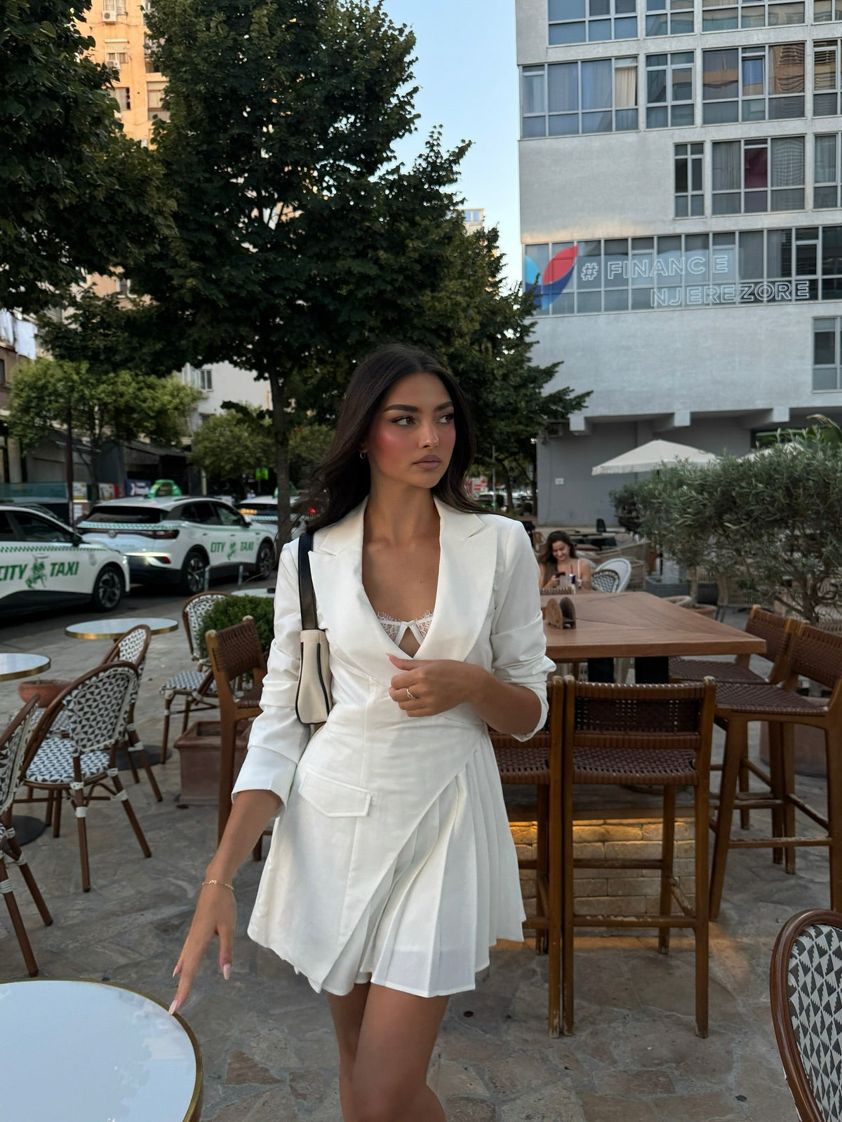 Delani Mini Blazer Dress - White