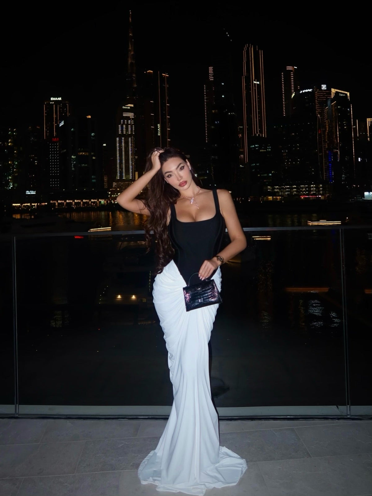 Sterling Draped Gown - Black/White
