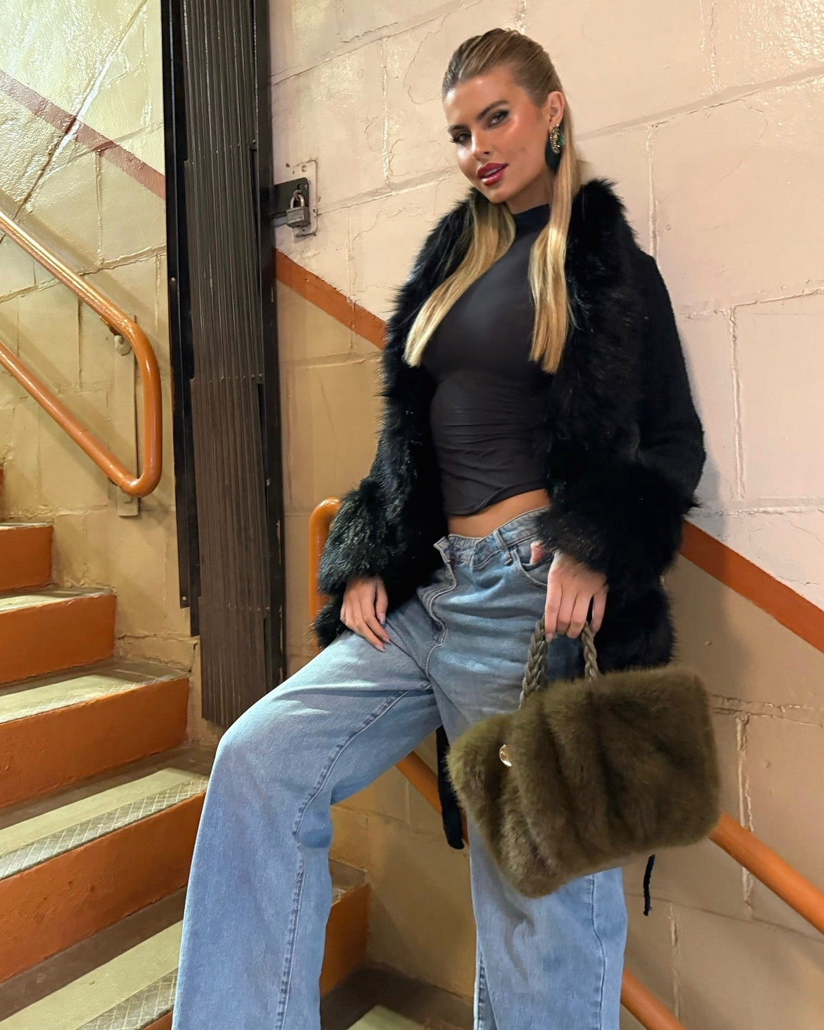Francine Faux Fur Cardigan - Black