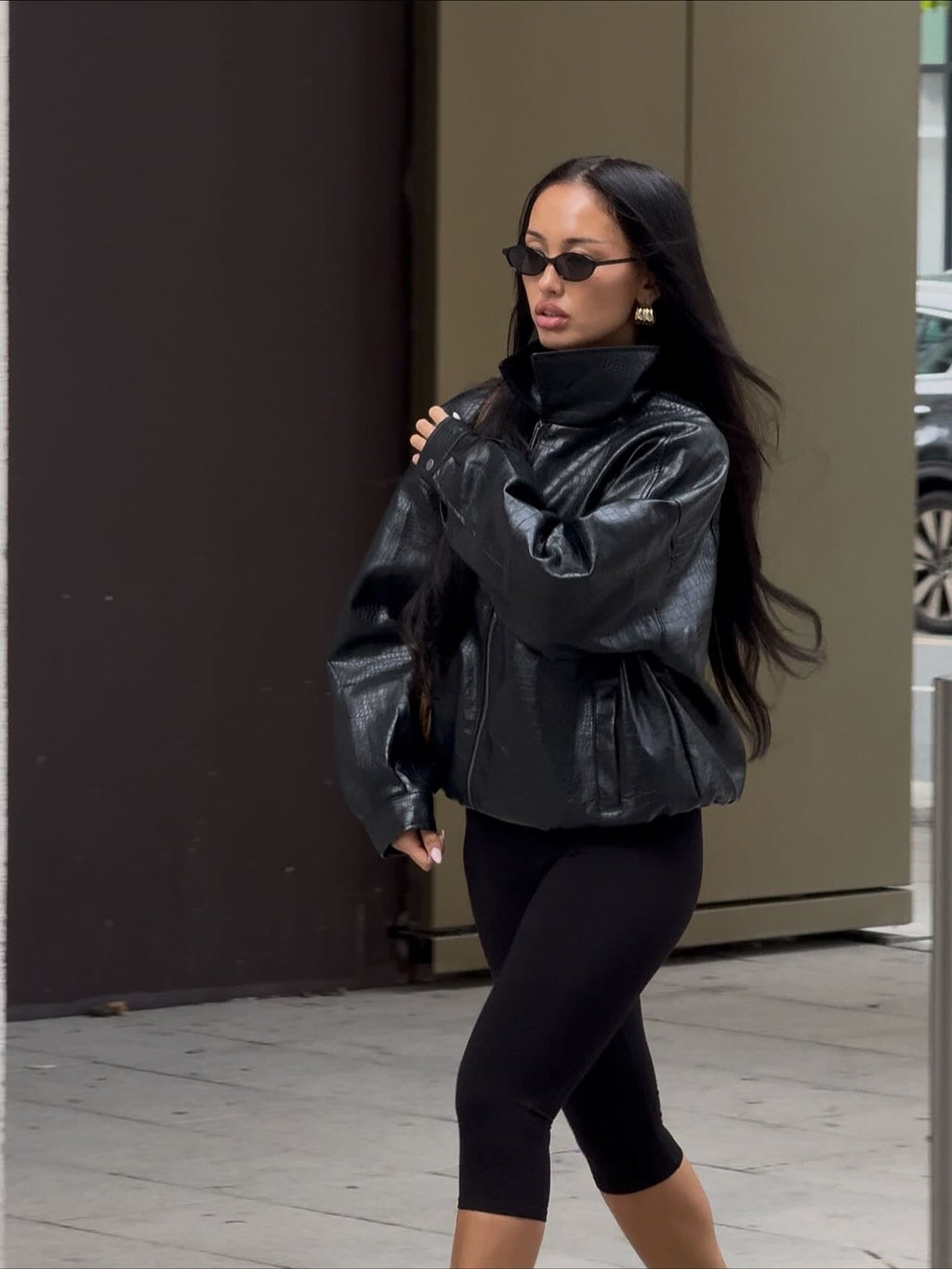 Harlem Faux Leather Moto Jacket - Black