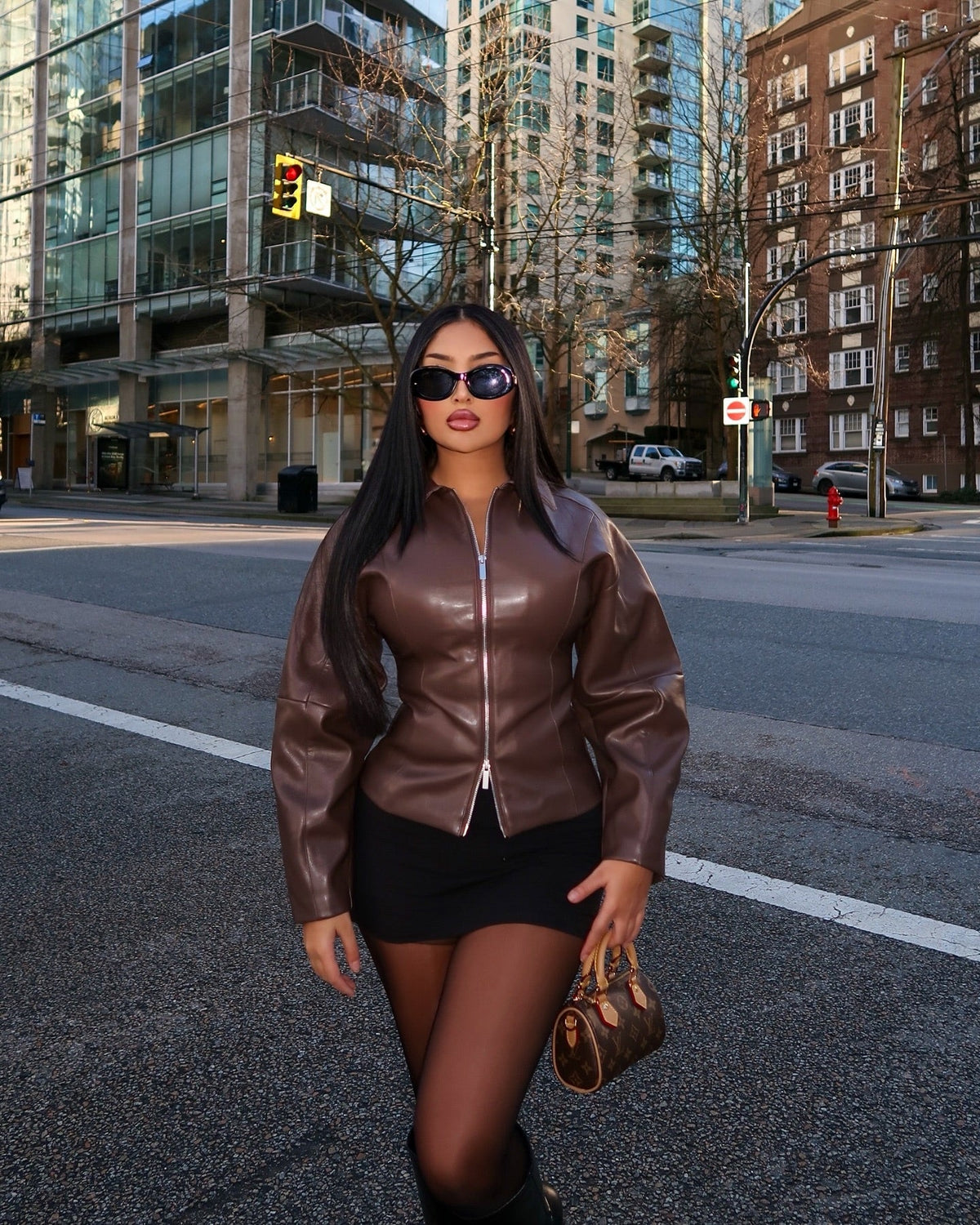 Deserve More Fitted Faux Leather Jacket - Chocolate