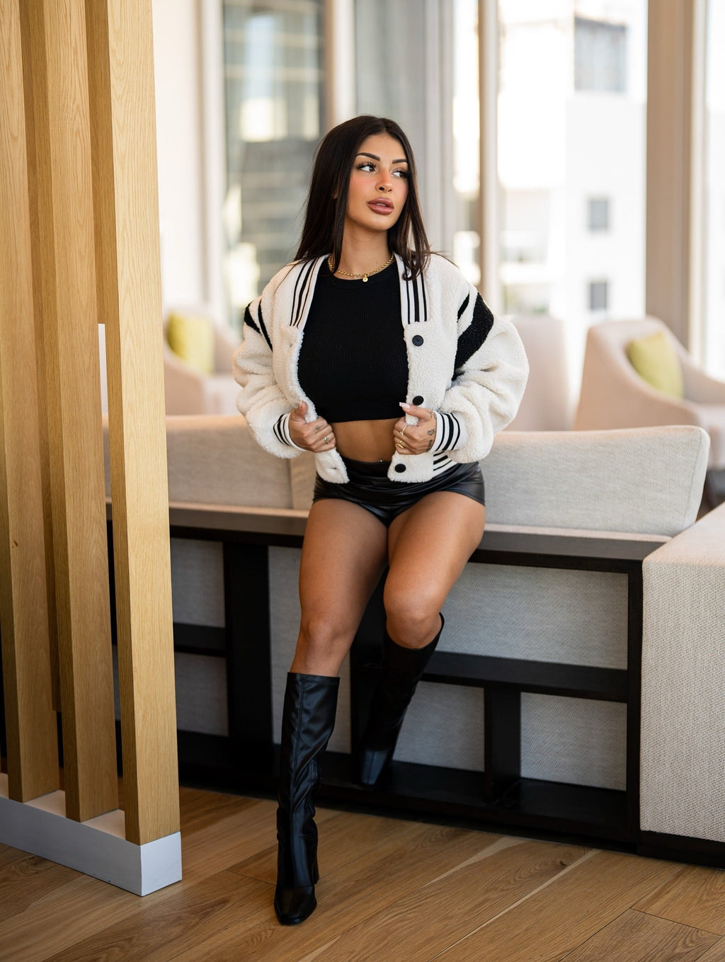 Lynette Varsity Jacket - Ivory/combo