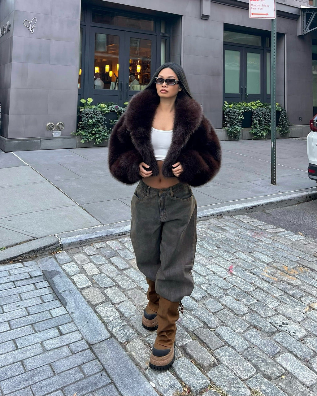 That's Luxe Faux Fur Coat - Chocolate